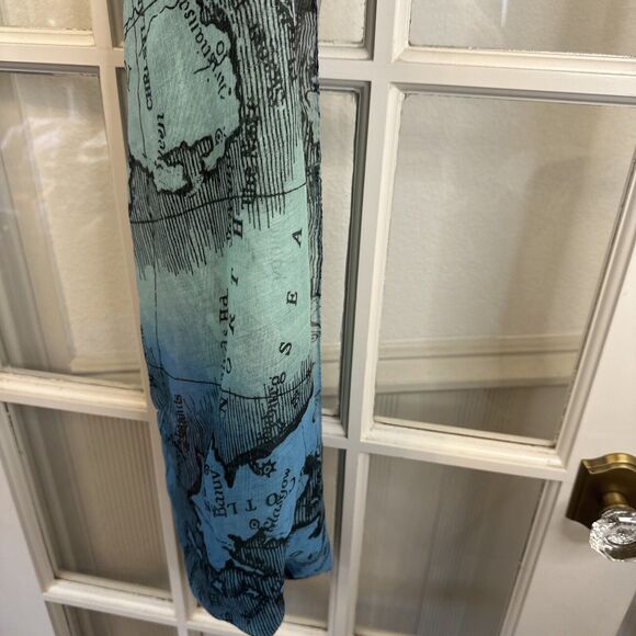 Map Print Infinity Scarf Aqua Green Pink Lightweight - Picture 8 of 10